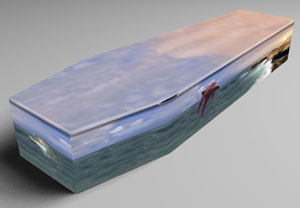 Picture - Coffin decorated with dolphin pictures