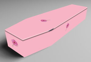 Picture - Pink Coffin decorated with Gerbera flowers
