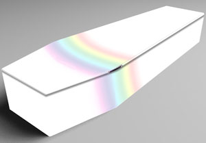 Picture - White Coffin decorated with a rainbow